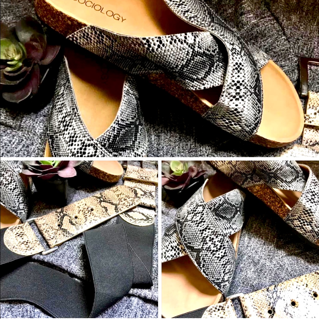 Nwt Sociology & Kohls | Sandals Sz 9 & Wide Stretch Belt S/M Animal Print